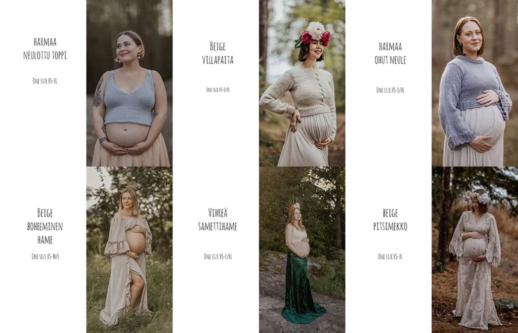 Kläder för gravidfotografering.